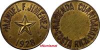 Costa Rica TOKEN COSTA RICA COFFEE MANUEL JIMENEZ - HACIENDA CURRIDABAT 1928 STAR aUnc(621) -