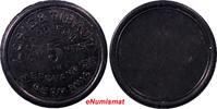 Costa Rica 5 Cents Costa Rica 1890'S Black Vulcanite Token Lorig&Tibaut Hacienda GERMANIA -