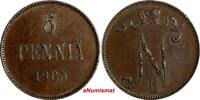 Finland 5 Pennia Finland Nicholas II Copper 1905 Mintage-620,000 BETTER DATE KM# 15 (8) -