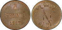 Finland 5 Pennia Finland Russian Nicolas II (1895-1917) Copper 1917 UNC KM# 15 (21 602) -