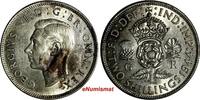 United Kingdom 1944 Florin GREAT BRITAIN George VI Silver / 2 Shilling WWII Issue UNC KM#855(7) -