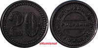 Chile Token CHILE ND, MANUFACTURA DE PAPELES PULPERIA 20 c,Vulcanite Black 26.5 mm(6) -