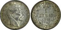 Serbia 1 Dinar Serbia Peter I (1903-1918) Silver 1915 Mint Luster Toned KM# 25.3 (388) -