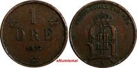 Sweden Bronze SWEDEN Oscar II 1877 1 Ore Large Letters KM# 745 (14 707) -