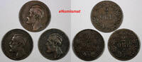 Sweden Bronze Sweden Oscar II LOT OF 3 COINS 1873 L.A. 2 Ore VF KM# 729 (10 063) -
