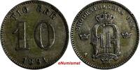 Sweden Ore SWEDEN Oscar II Silver 1884 EB 10 Ore VF Condition KM# 755 (15 585) -