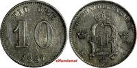 Sweden Ore SWEDEN Oscar II Silver 1887 EB 10 Ore XF Condition KM# 755 (15 583) -