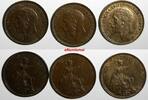 United Kingdom 1934 Farthing Great Britain George V Bronze LOT OF 3 COINS 1929- KM# 825 (14 178) -