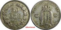 Sweden Ore SWEDEN Oscar II Silver 1881 EB 50 Ore Mintage-268,000 22 mm SCARCE KM# 740 (88) -