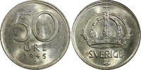 Sweden Ore Sweden Gustaf V Silver 1945 G 50 Ore WWII Issue GEM BU KM# 817 (008) -