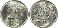 Sweden 25 Öre Sweden Gustaf VI Silver 1960 TS KEY DATE GEM BU COIN KM# 824 (22 023) -