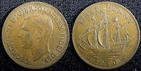 United Kingdom 1/2 Penny Great Britain George VI Bronze 1950 KM# 868 (22 979) -