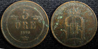 Sweden 5 Öre 1880 Sweden Oscar II Bronze 1880  Small Letters RARE DATE K... 285.28 元  ＋  106.98 元 运费