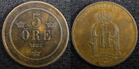 Sweden 5 Öre 1892 SWEDEN Oscar II Bronze 1892  27mm Mintage-585 751 KM# ... 99.85 元  ＋  106.98 元 运费