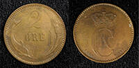 Denmark Bronze 1906 Denmark Christian IX  1906 VBP 2 Ore Last Year Type ... 57.06 元  ＋  106.98 元 运费