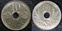Finland 10 Pennia FINLAND Iron 1944 WWII Issue BU Coin KM#34.1 (23 019) -