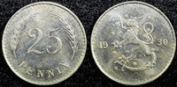 Finland 25 Penniä FINLAND Copper-Nickel 1930 S 25 Penniä BU Coin KM# 25 (23 027) -