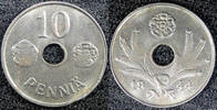 Finland 10 Pennia FINLAND Iron 1944 WWII Issue BU Coin KM#34.1 (23 021) -