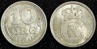 Denmark 10 Øre Denmark Christian X Silver 1918 VBP; GJ Last Year UNC KM# 818.1 (23 849) -