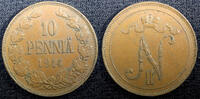 Finland 10 Penniä Finland Nicholas II Copper 1914 10 Penniä Mintage-605,000 KM# 14 (23 035) -