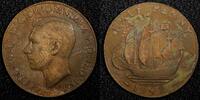 United Kingdom 1/2 Penny Great Britain George VI Bronze 1942 KM# 844 (24 229) -