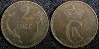 Denmark Bronze Denmark Christian IX 1897 VBP 2 Ore KM# 793.2 (23 777) -
