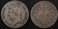 France 5 Centimes French Colonies West Indies Louis Philippe I 1844 A KM# 12 (27 141) -