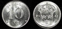 Sweden 10 Öre SWEDEN Gustaf V Silver 1941 G ch.UNC KM# 780 (26 646) -