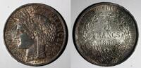 France 5 Francs France Silver 1850 A Paris Mint aUNC Nice Toned 37mm KM# 761.1 (868) -
