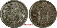 Sweden 25 Öre Sweden Oscar II Silver 1899 EB Large Letters XF- aUNC KM# 739 (17 383) -