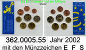 Griechenland 3,88 Euro Kursmünzensatz 2002 mit den Münzzeichen E F S . 362.0005.55 -