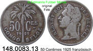 Belgisch Kongo 50 Centimes 1925 *22 KM22 französisch . 148.0083.13 s-ss 41.84 元 含增值税 ＋  399.53 元 运费