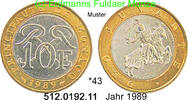 Monaco 10 Francs 1989 *43 KM163 Bi-Metall unc, bankfrisch aus Rolle 79.49 元 含增值税 ＋  399.53 元 运费