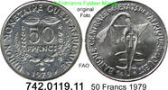 Westafrikanische Staaten WAS 50 Francs 1979 *14 KM6 FAO . 742.0119.11 unc 25.10 元 含增值税 ＋  399.53 元 运费
