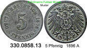Deutschland Kaiserreich 5 Pfeennig 1896A  1896 A J.12 großer Adler . 330... 8.37 元 含增值税 ＋  399.53 元 运费