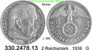 Deutschland Drittes Reich 2 Reichsmark Hindenburg J.366 . 330.2478.13 -