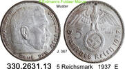 Deutschland Drittes Reich 5 Reichsmark Hindenburg mit Hkz J.367 . 330.2631.13 -