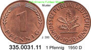 Deutschland BRD 1 Pfennig . . J.380 bankfrisch aus original Rolle . 335.0031.11 -