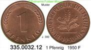 Deutschland BRD 1 Pfennig . . J.380 . 335.0032.12 -