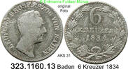 Altdeutschland Baden 6 Kreuzer AKS 99 . 323.1160.13 -