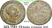Altdeutschland Baden 6 Kreuzer AKS99 .323.1161.13 -