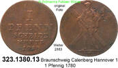 Altdeutschland Braunschweig Calenberg Hannover 1 Pfennig Welter 2883 . 323.1380.13 -