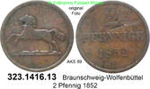 Braunschweig Wolfenbüttel 2 Pfennig AKS89 Wilhelm 1831-1884 . 323.1416.13 -