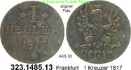 Altdeutschland Frankfurt 1 Heller 1817 AKS 30 . 323.1485.13 ss 58.57 元 含增值税 ＋  399.53 元 运费