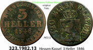 Hessen-Kassel 3 Heller 1846 AKS 52 . 323.1982.13 -ss 66.94 元 含增值税 ＋  399.53 元 运费