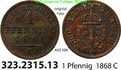 Altdeutschland Preußen 1 Pfennig 1868C AKS 108 323.2315.13 ss 25.10 元 含增值税 ＋  399.53 元 运费
