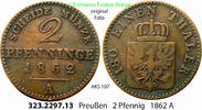 Brandenburg-Preußen 2 Pfennige 1862A AKS 107. 323.2297.13 . Preußen Köni... 25.10 元 含增值税 ＋  399.53 元 运费