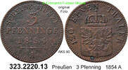 Brandenburg-Preußen 3 Pfenninge 1854A AKS 90 . 323.2220.13 . s-ss 25.10 元 含增值税 ＋  399.53 元 运费