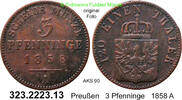 Brandenburg-Preußen 3 Pfenninge 1858A AKS 90 . 323.2223.13 . s-ss 25.10 元 含增值税 ＋  399.53 元 运费