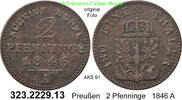 Brandenburg-Preußen 2 Pfenninge 1846A AKS 91 . 323.2229.13 . ss 25.10 元 含增值税 ＋  399.53 元 运费